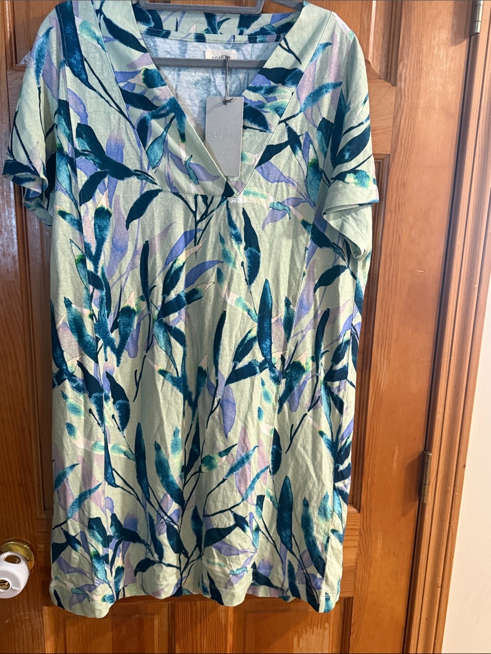 NWT Poetry short sleeve hemp & cotton long jersey dress size 12.